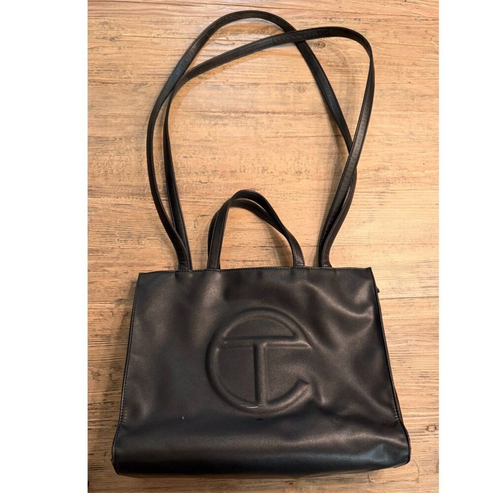 Telfar Medium Shopping Bag, Black, Vegan Leather With Dust Bag